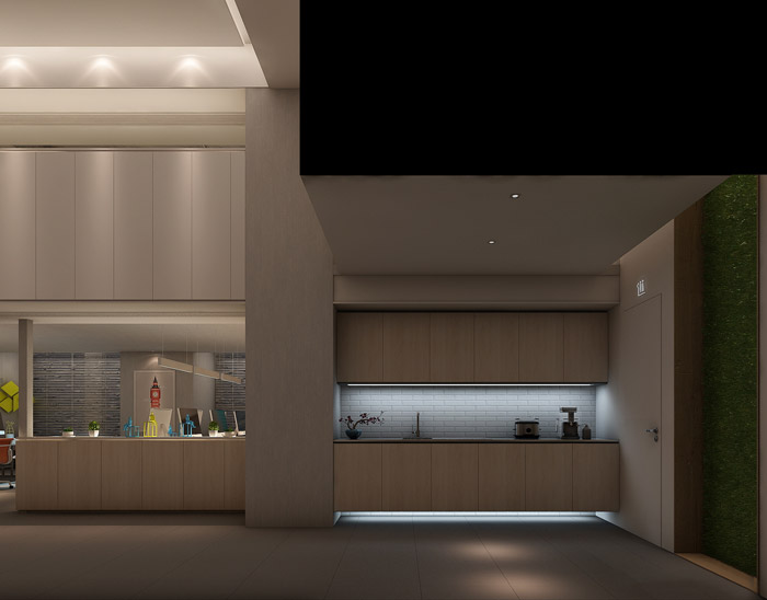 新中式辦公室茶水間設(shè)計效果圖