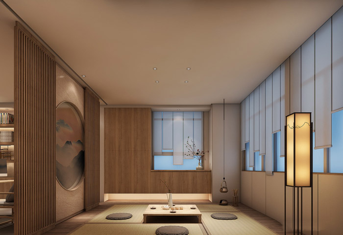 新中式辦公室品茶區(qū)設(shè)計效果圖