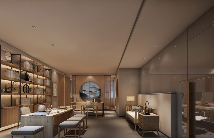 新中式總經(jīng)理辦公室設(shè)計效果圖