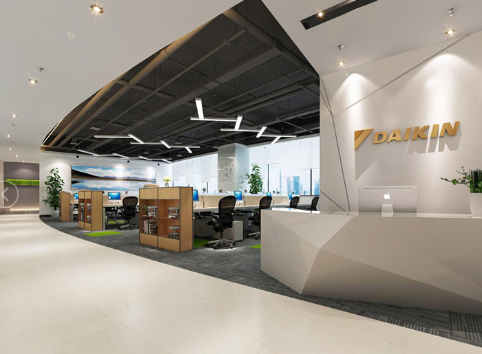 現(xiàn)代簡約辦公室前臺設(shè)計效果圖