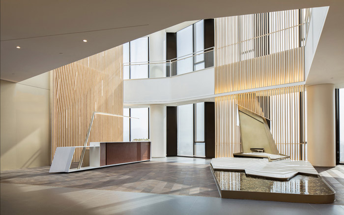 集團辦公樓前臺設計效果圖