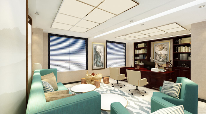 現(xiàn)代中式總經(jīng)理辦公室設(shè)計效果圖