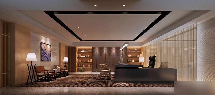 中式禪意總經(jīng)理辦公室設(shè)計效果圖