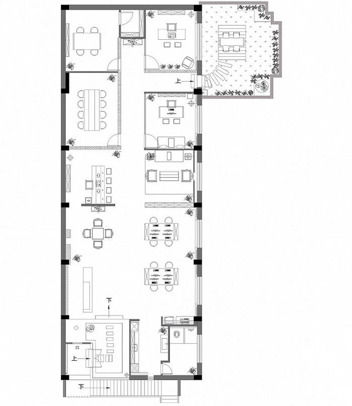 370平方禪意辦公室裝修平面圖