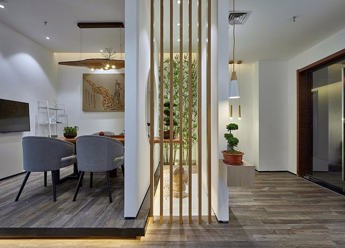 新中式辦公室進(jìn)門區(qū)設(shè)計(jì)效果圖