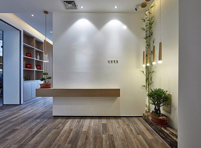 新中式辦公室前臺(tái)設(shè)計(jì)效果圖