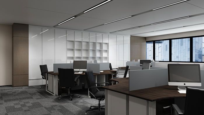 金融辦公室辦公區(qū)裝潢效果圖