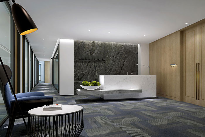 金融公司辦公空間前臺(tái)裝修設(shè)計(jì)效果圖