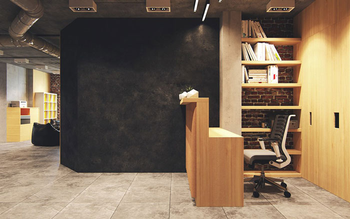 復(fù)古辦公室前臺(tái)裝修設(shè)計(jì)效果圖