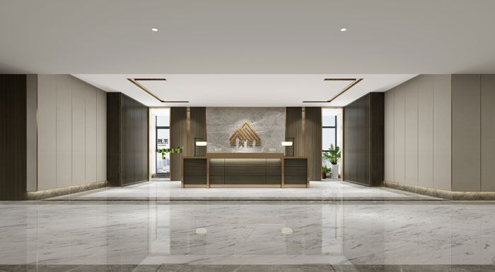 杭州控股公司辦公室前臺(tái)裝修設(shè)計(jì)效果圖