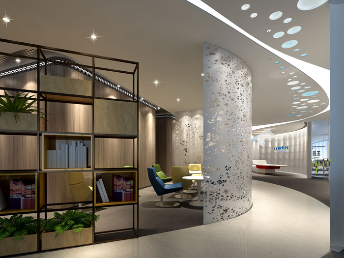 杭州過濾器材公司辦公室接待區(qū)裝修效果圖