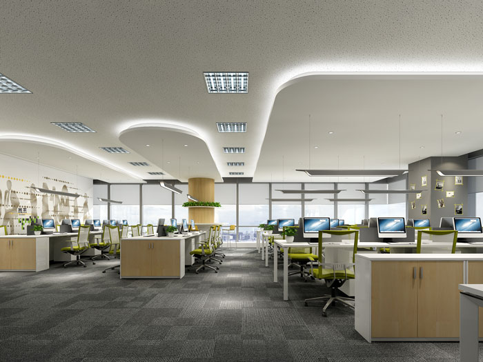 杭州過濾器材公司辦公室辦公區(qū)裝修效果圖