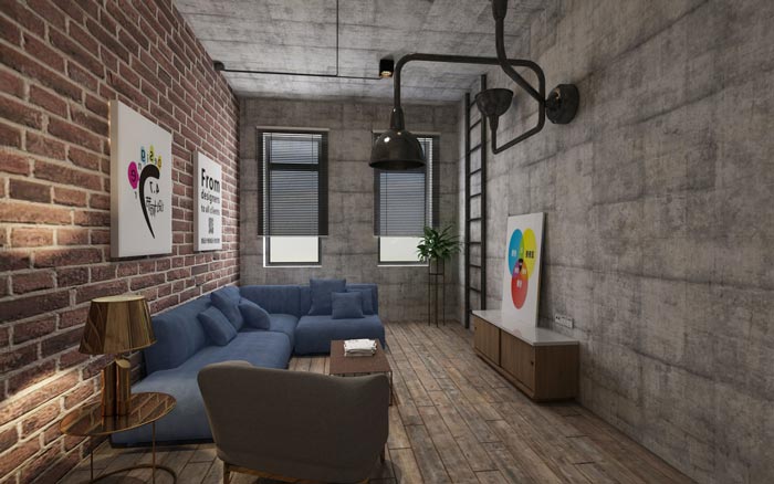 工業(yè)風(fēng)辦公空間洽談室設(shè)計(jì)效果圖
