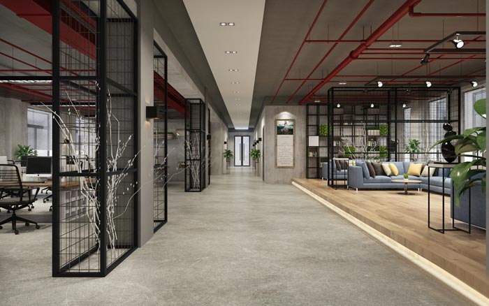 工業(yè)風(fēng)辦公空間過(guò)道設(shè)計(jì)效果圖
