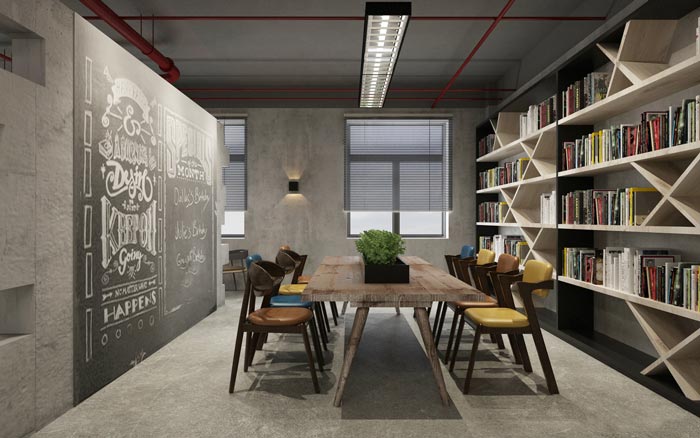 工業(yè)風(fēng)辦公空間閱讀室設(shè)計(jì)效果圖