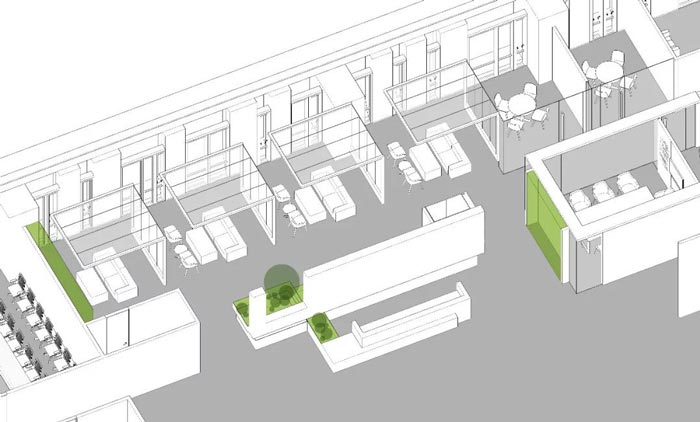10000平方集團辦公室設(shè)計軸測圖