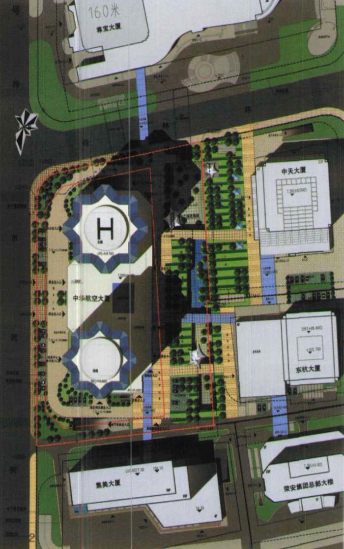 杭州中華航空大廈寫字樓設(shè)計(jì)平面圖